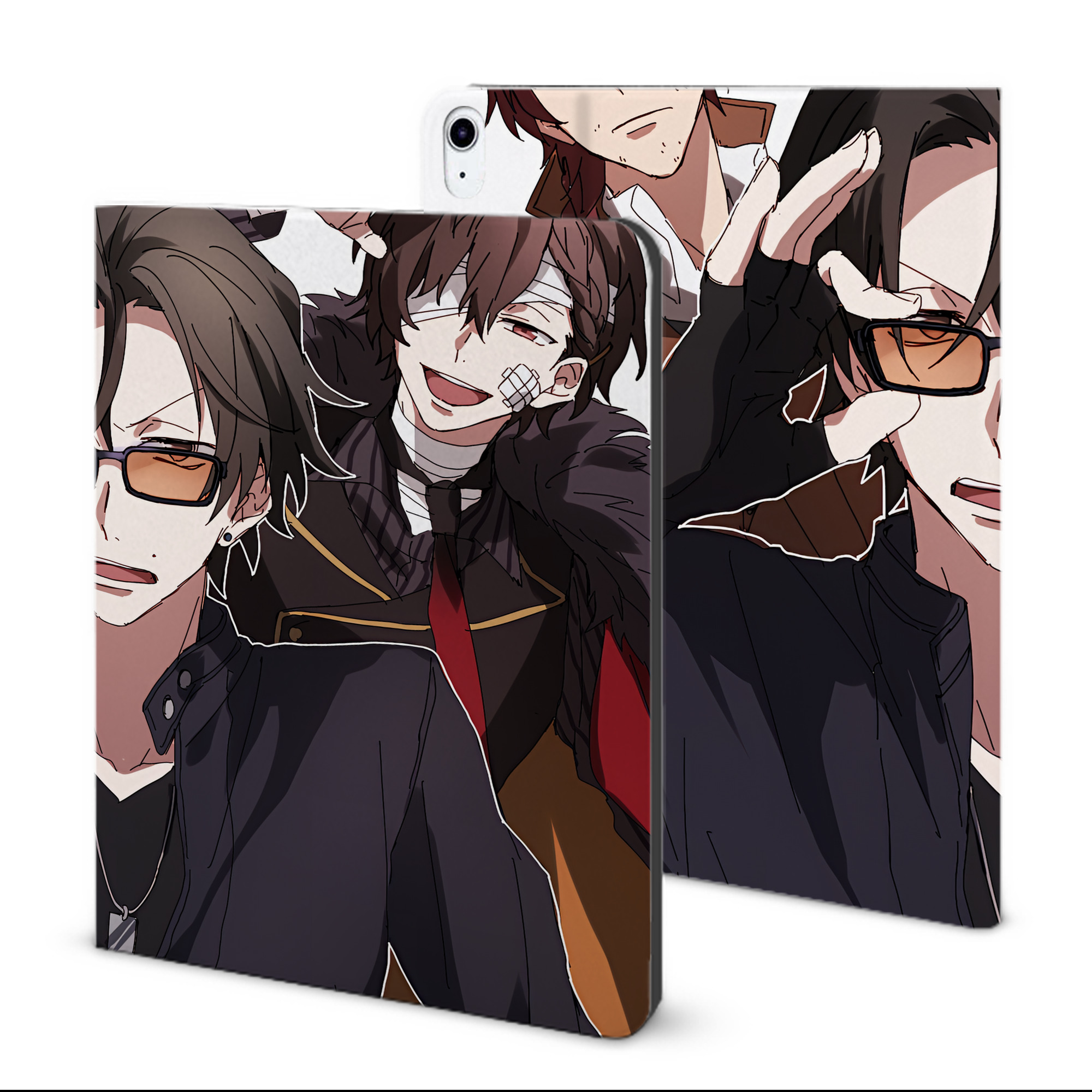 （画像用） 文豪ストレイドッグス Bungo Stray Dogs IPad ケース ブック型 PUレザー TPU 耐衝撃 軽量 薄型 ペン収納なし 全面保護 IPad 各モデル対応